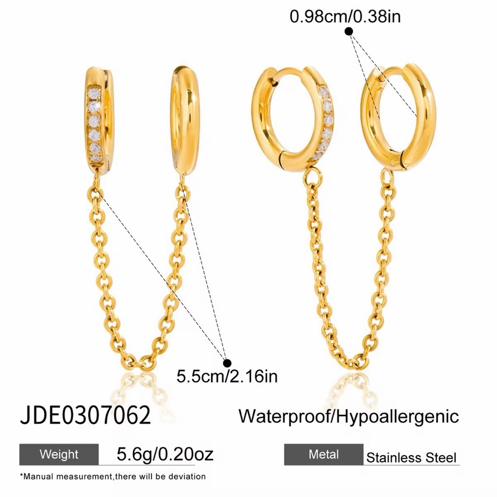18K Gold Plated Cubic Zirconia Tassel Earrings - Picture 6 of 7